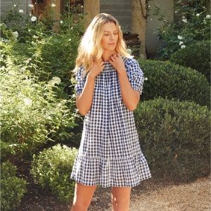 Navy Gingham smocked dress by LAKE size Medium